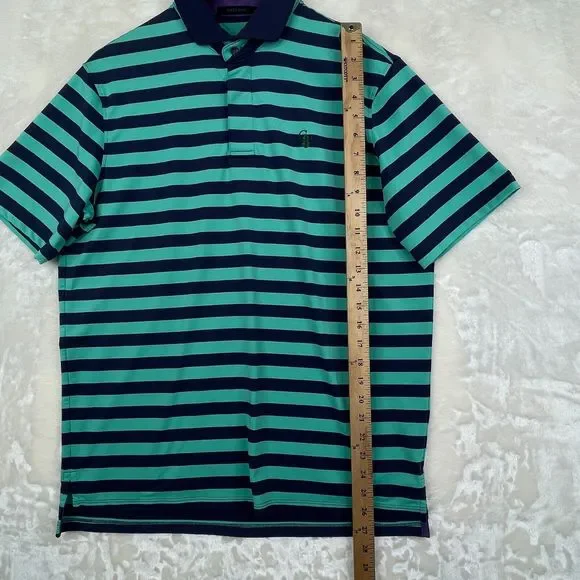 Greyson Polo Shirt Mens Medium Blue Green Striped Performance Stretch Golf * - Picture 5 of 13